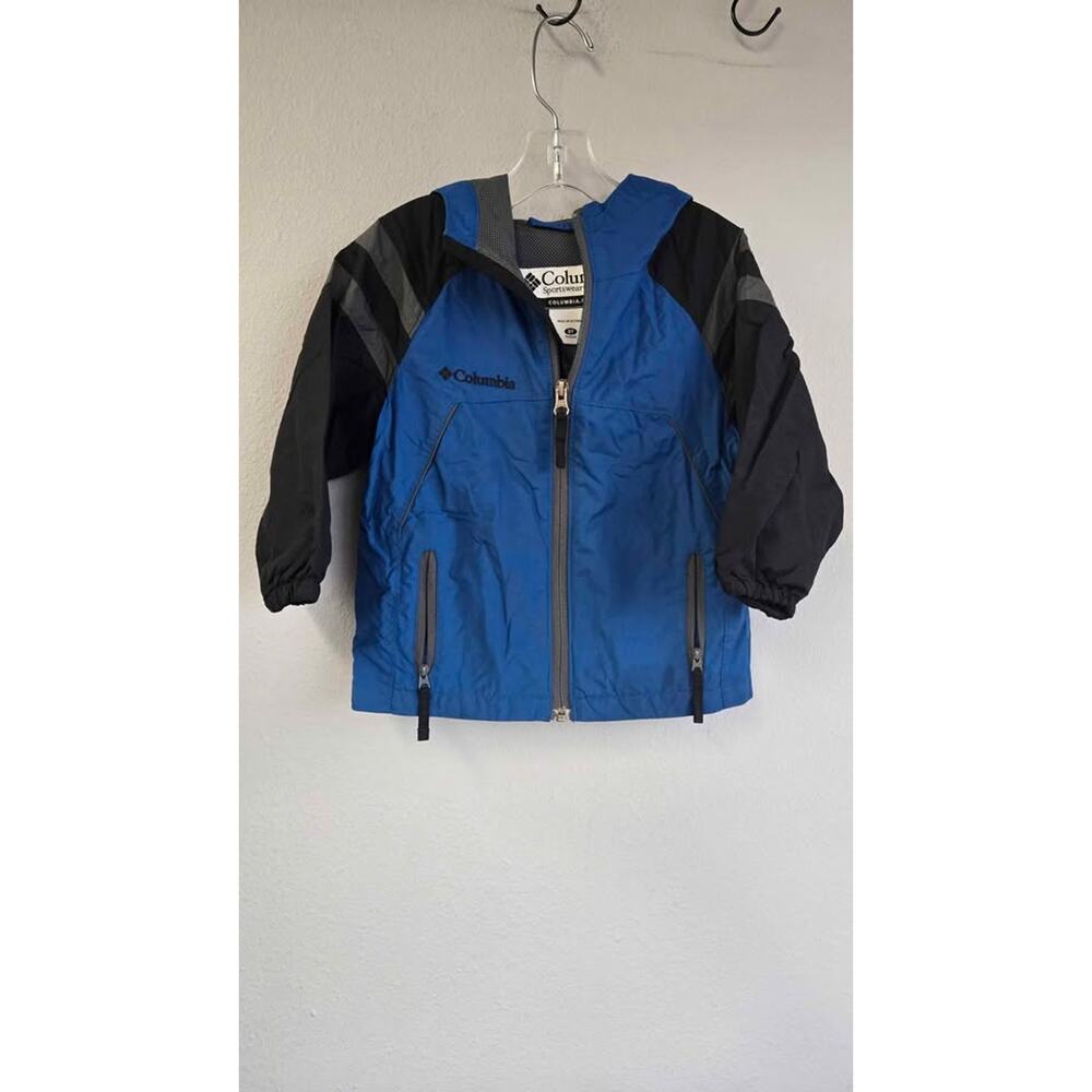 Columbia Toddler Boys Hooded Windbreaker Jacket Blue/Black Size 3T